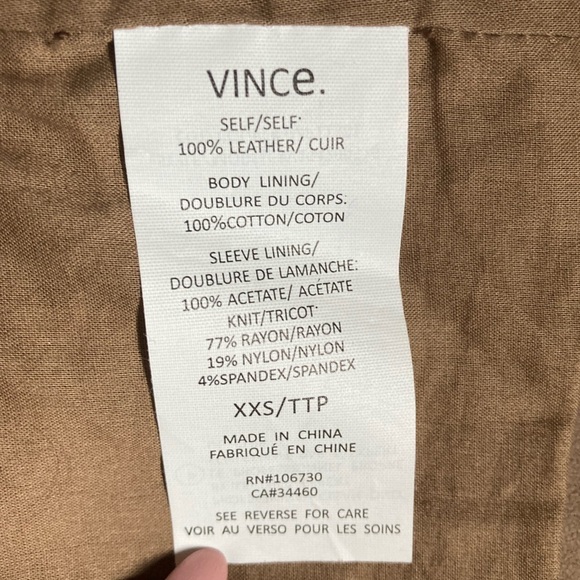 Vince Leather Jacket Draped Collar Open Front in Cocoa Brown - Picture 7 of 11